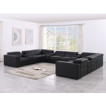 1208 Black 12-Piece 4-Power Reclining Genuine Leather U-Sectional with Power Headrests