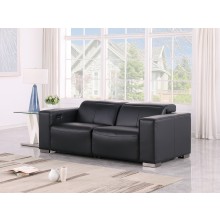 1208 Black Genuine Leather Power Reclining Loveseat with Power Headrest