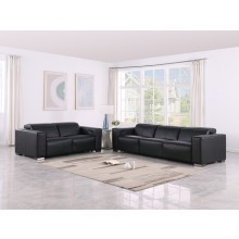 1208 Black Modular Power Reclining Sofa and Loveseat Set – Genuine Leather with Power Headrests