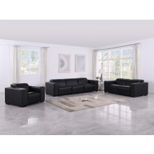1208 Black 6-Piece Modular Power Reclining Sofa, Loveseat, and Chair Set – 6 Recliners, Genuine Leather with Power Headrests