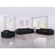 1208 Black 7-Piece Modular Power Reclining Sofa, Loveseat, and Chair Set – 6 Recliners, Genuine Leather with Power Headrests