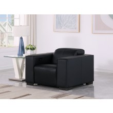  1208 Black Power Reclining Genuine  Leather Chair with Power Headrests