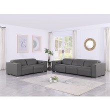 1208 Dark Grey Modular Power Reclining Sofa and Loveseat Set – Genuine Leather with Power Headrests