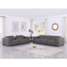 1208 Dark Grey Modular Power Reclining Sofa and Console Loveseat Set in Genuine Leather with Power Headrests
