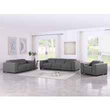 1208 Dark Grey 6-Piece Modular Power Reclining Sofa, Loveseat, and Chair Set – 6 Recliners, Genuine Leather with Power Headrests