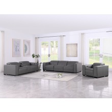 1208 Dark Grey 7-Piece Modular Power Reclining Sofa, Loveseat, and Chair Set – 5 Recliners, Genuine Leather with Power Headrests