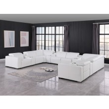 1208 White 12-Piece 4-Power Reclining Genuine Leather U-Sectional with Power Headrests