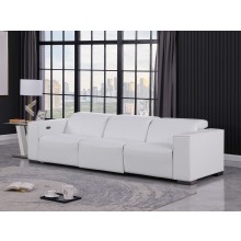 1208 White Genuine Leather Power Reclining Sofa with Dual Recliners and Power Headrests
