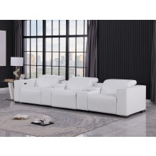 1208 White 5-Piece Genuine Leather Power Reclining Sofa – 3 Recliners and Power Headrests