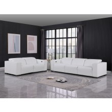 1208 White Modular Power Reclining Sofa and Loveseat Set – Genuine Leather with Power Headrests