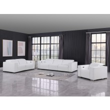 1208 White 6-Piece Modular Power Reclining Sofa, Loveseat, and Chair Set – 6 Recliners, Genuine Leather with Power Headrests
