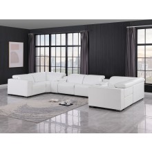 1208 White 8-Piece 2-Power Reclining Genuine Leather U-Sectional with Power Headrests