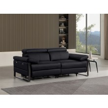1246 - DivanItalia Black Top Grain Italian Leather Loveseat with Power Headrest