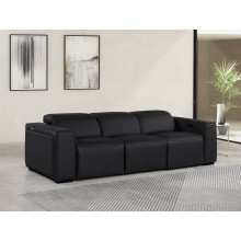 1224 - DivanItalia Black Modular Power Dual Reclining Sofa with Power Reclining Headrests - Top Grain Italian Leather