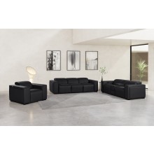 1224 - DivanItalia Black Modular Power Dual Reclining Sofa, Console Loveseat, and Chair Set with Power Headrests - Top Grain Italian Leather