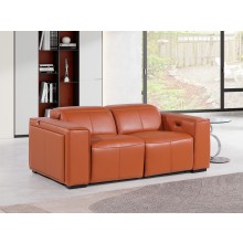 1224 - DivanItalia Camel Top Grain Italian Leather Loveseat with Power Headrest