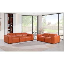 1224 - DivanItalia Camel Modular Power Dual Reclining Sofa and Loveseat Set with Power Headrests - Top Grain Italian Leather