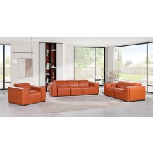 1224 - DivanItalia Camel Modular Power Triple Reclining Sofa, Loveseat, and Chair Set with Power Headrests - Top Grain Italian Leather