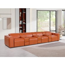 1224 - DivanItalia Camel Modular Power Triple Reclining Triple Console Sofa with Power Reclining Headrests - Top Grain Italian Leather