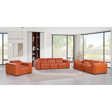 1224 - DivanItalia Camel Modular Power Triple Reclining Sofa, Console Loveseat, and Chair Set with Power Headrests - Top Grain Italian Leather