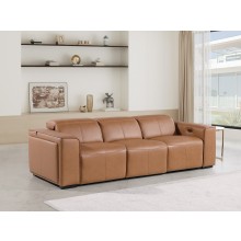1224 - DivanItalia Cognac Modular Power Dual Reclining Sofa with Power Reclining Headrests - Top Grain Italian Leather