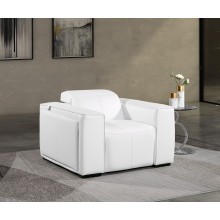 1224 - DivanItalia White Power Reclining Arm Chairwith Power Headrests - Top Grain Italian Leather