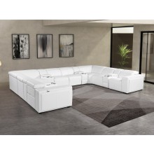 1224 - DivanItalia White 12-Piece U-Shaped Modular Power Reclining Sectional with 4 Power Recliners and Power Headrests - Top Grain Italian Leather