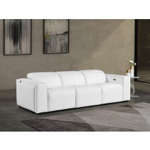 1224 - DivanItalia White Modular Power Triple Reclining Sofa with Power Reclining Headrests - Top Grain Italian Leather