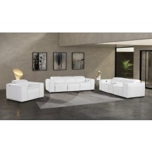 1224 - DivanItalia White Modular Power Triple Reclining Sofa, Console Loveseat, and Chair Set with Power Headrests - Top Grain Italian Leather