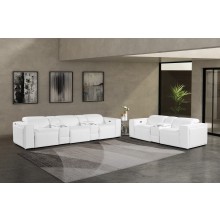 1224 - DivanItalia White Modular Power Reclining Dual Console Sofa and Console Loveseat Set with Power Headrests - Top Grain Italian Leather