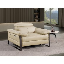 1246 - DivanItalia Beige Power Reclining Arm Chairwith Power Headrests - Top Grain Italian Leather