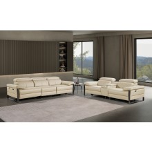 1246 - DivanItalia Beige Modular Power Triple Reclining Sofa and Console Loveseat Set with Power Headrests - Top Grain Italian Leather