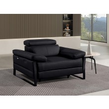 1246 - DivanItalia Black Power Reclining Arm Chairwith Power Headrests - Top Grain Italian Leather