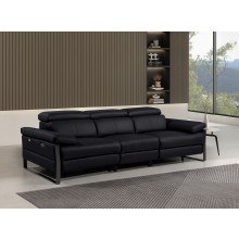 1246 - DivanItalia Black Modular Power Dual Reclining Sofa with Power Reclining Headrests - Top Grain Italian Leather