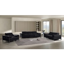 1246 - DivanItalia Black Modular Power Triple Reclining Sofa, Loveseat, and Chair Set with Power Headrests - Top Grain Italian Leather