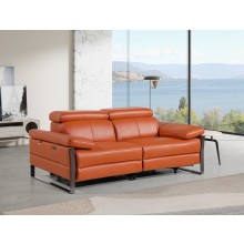 1246 - DivanItalia Camel Top Grain Italian Leather Loveseat with Power Headrest