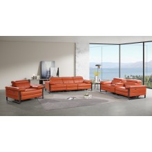 1246 - DivanItalia Camel Modular Power Triple Reclining Sofa, Console Loveseat, and Chair Set with Power Headrests - Top Grain Italian Leather
