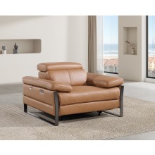 1246 - DivanItalia Cognac Power Reclining Arm Chairwith Power Headrests - Top Grain Italian Leather