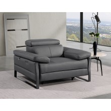 1246 - DivanItalia Dark Grey  Power Reclining Arm Chairwith Power Headrests - Top Grain Italian Leather