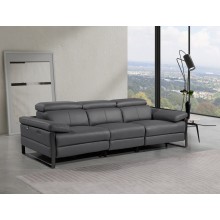 1246 - DivanItalia Dark Grey Modular Power Dual Reclining Sofa with Power Reclining Headrests - Top Grain Italian Leather