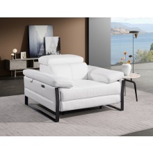 1246 - DivanItalia White Power Reclining Arm Chairwith Power Headrests - Top Grain Italian Leather