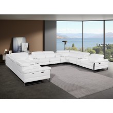 1246 - DivanItalia White 12-Piece U-Shaped Modular Power Reclining Sectional with 4 Power Recliners and Power Headrests - Top Grain Italian Leather