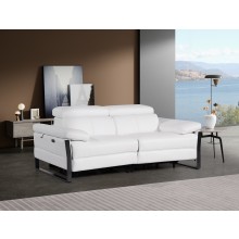 1246 - DivanItalia White Top Grain Italian Leather Loveseat with Power Headrest