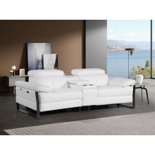 1246 - DivanItalia White Top Grain Italian Leather Console Loveseat with Power Headrest