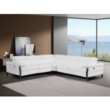 1246 - DivanItalia White 5-Piece L-Shaped Modular Power Reclining Sectional with Power Headrests - Top Grain Italian Leather