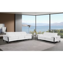 1246 - DivanItalia White Modular Power Dual Reclining Sofa and Loveseat Set with Power Headrests - Top Grain Italian Leather
