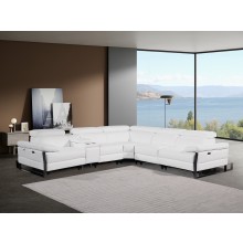 1246 - DivanItalia White 6-Piece L-Shaped Modular Power Reclining Sectional with 3 Power Recliners and Power Headrests - Top Grain Italian Leather