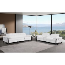 1246 - DivanItalia White Modular Power Triple Reclining Sofa and Console Loveseat Set with Power Headrests - Top Grain Italian Leather
