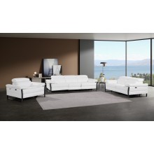 1246 - DivanItalia White Modular Power Triple Reclining Sofa, Loveseat, and Chair Set with Power Headrests - Top Grain Italian Leather