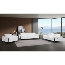 1246 - DivanItalia White Modular Power Triple Reclining Sofa, Console Loveseat, and Chair Set with Power Headrests - Top Grain Italian Leather